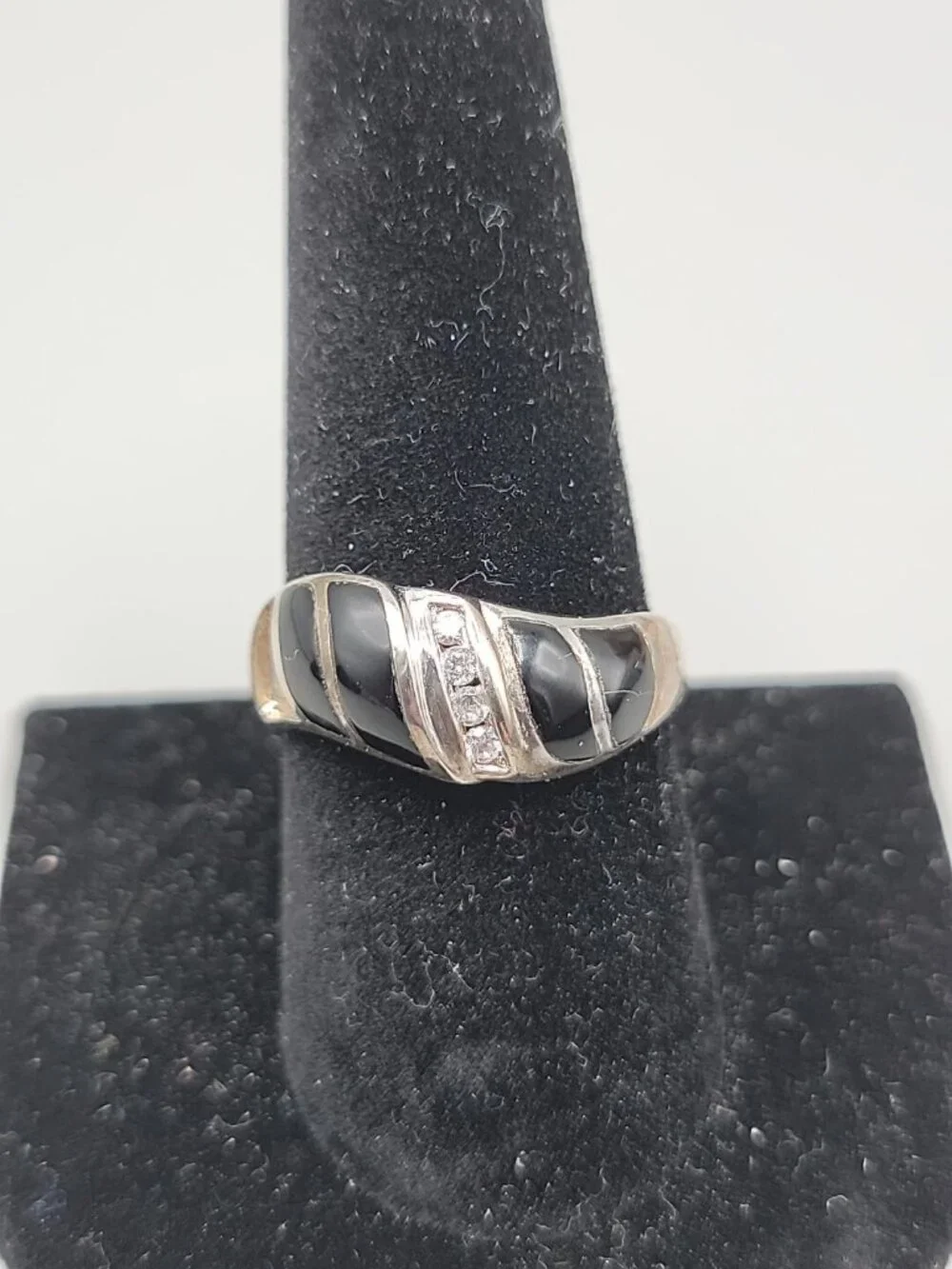 VTG Jimmy Herald Navajo Sterling Silver Black Onyx Inlay Ring 925 - AS IS SZ9